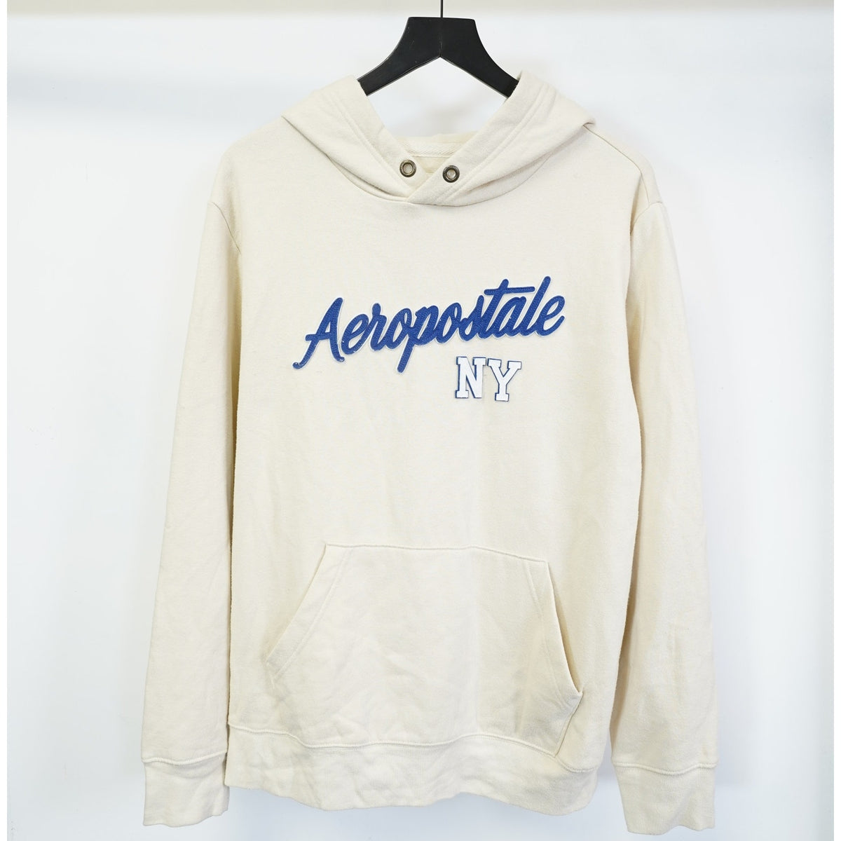 (L) Aeropostale New York Embroidered Y2K Hoodie Men's L Cream 2000s