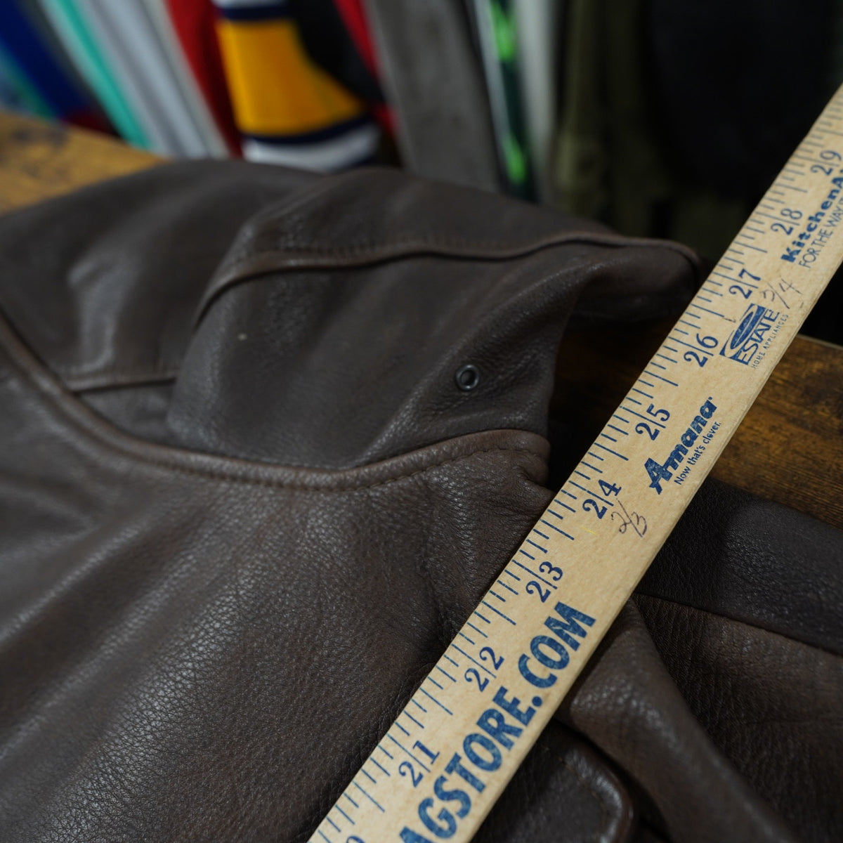 (XL) Vintage John Ashford 100% Leather Bomber Aviator Jacket Men's XL Brown 90s