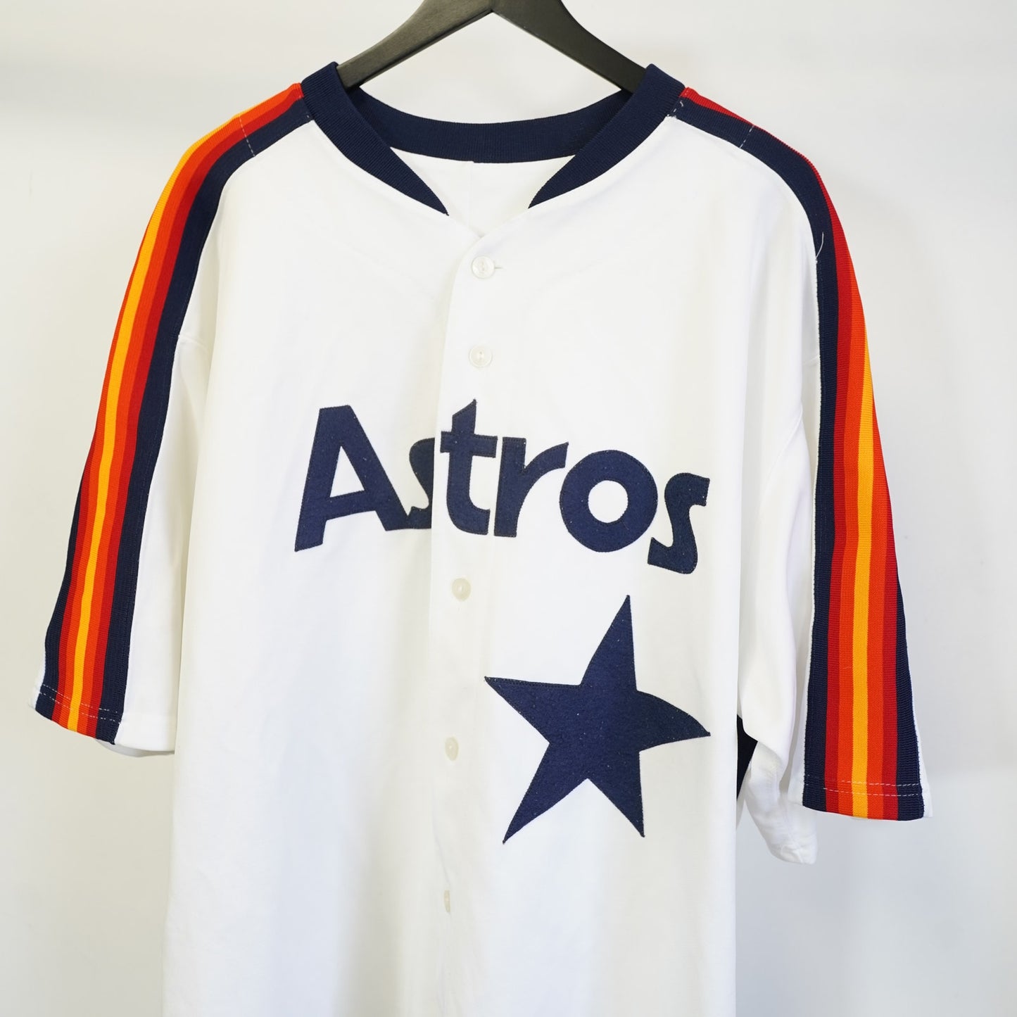 (3XL) Vintage Houston Astros Majestic Sewn Retro 80s Rainbow Jersey Men's 3XL White