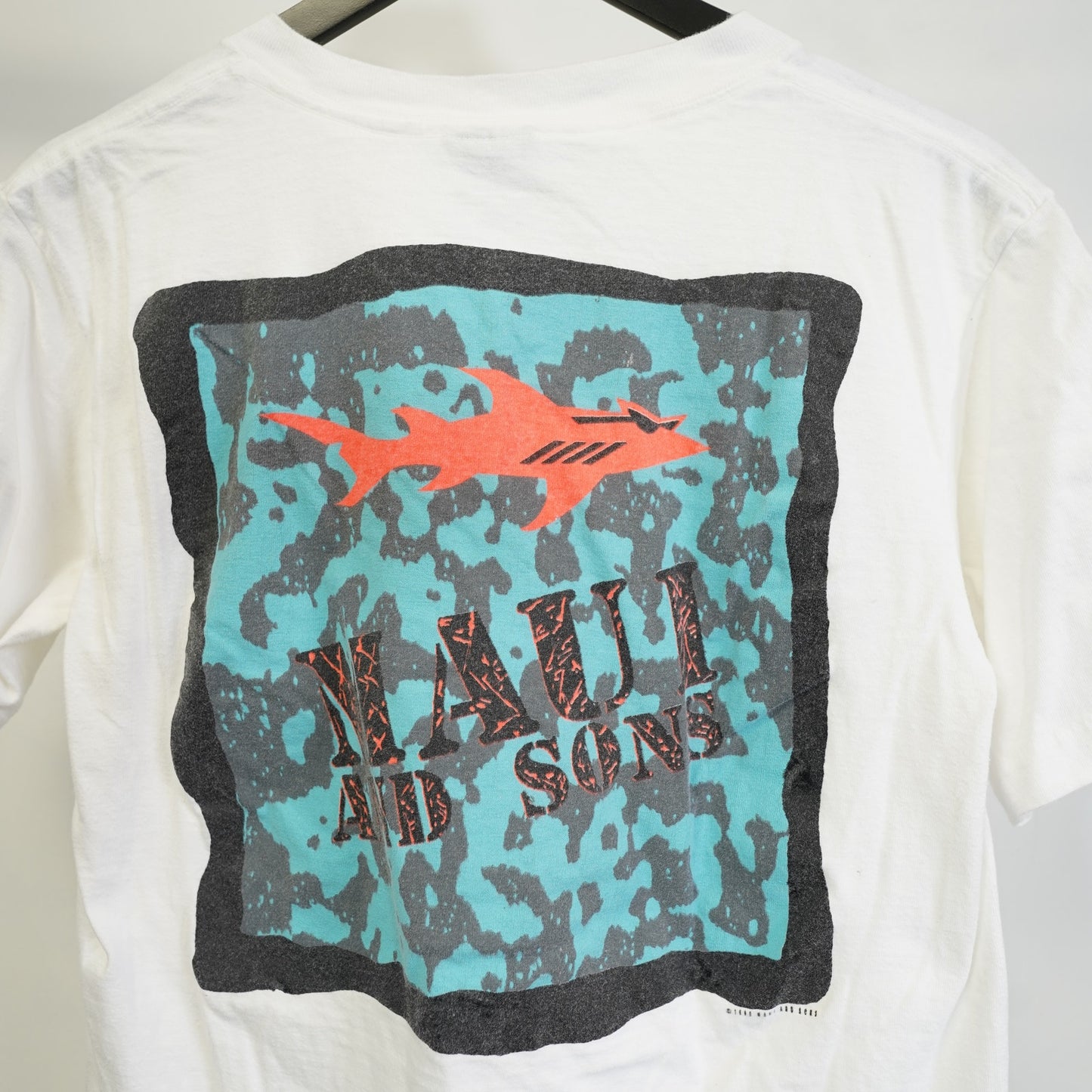 (M) Vintage Maui & Sons Surf Shark T-Shirt Men's M White Skate Beach