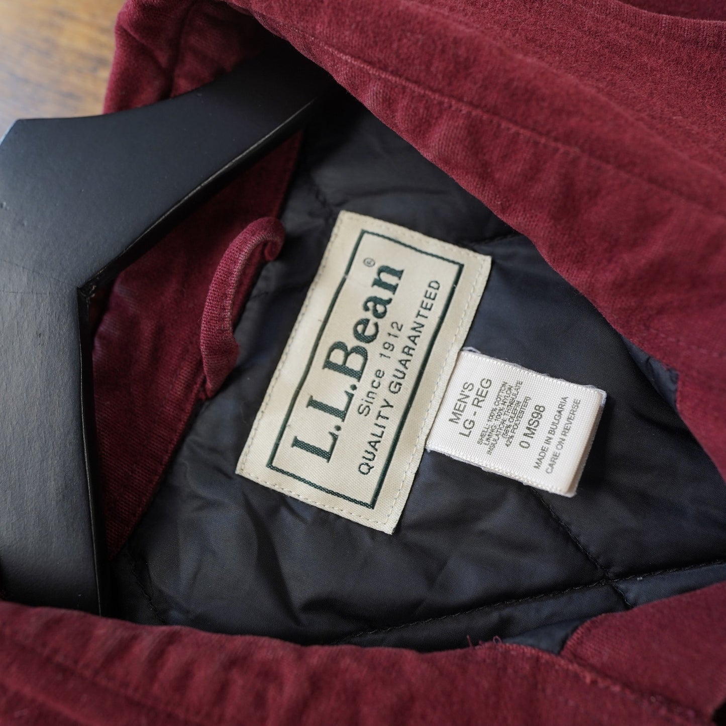 (L) L.L. Bean Chamois Cloth Chore Jacket Men's L Button Up Maroon Insulated Utility