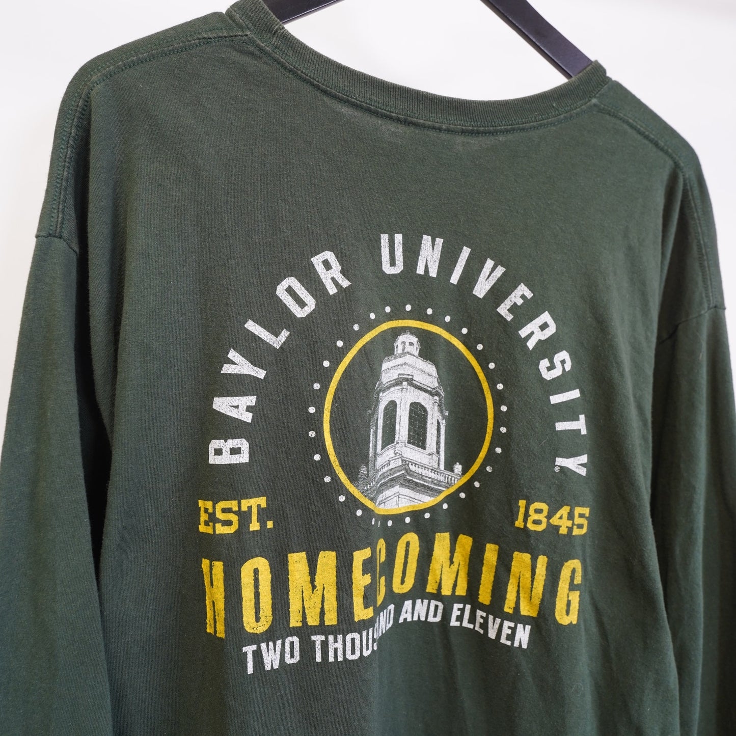 (XL) Baylor University Bears Homecoming Longsleeve T-Shirt Men's XL Green Yellow