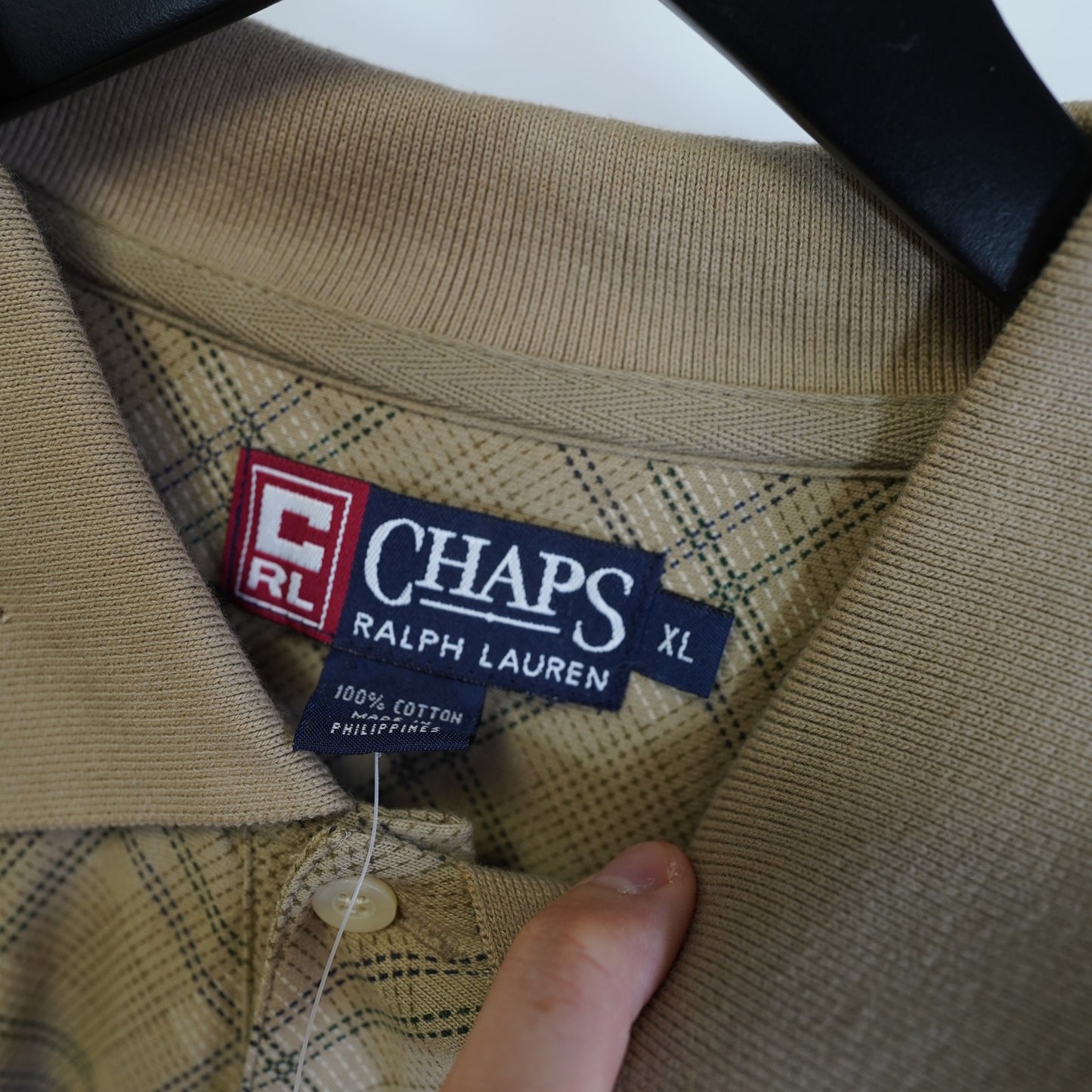 (XL) Vintage Chaps Ralph Lauren Supper Club Argyle Polo Shirt Men's XL Tan New w/Tag