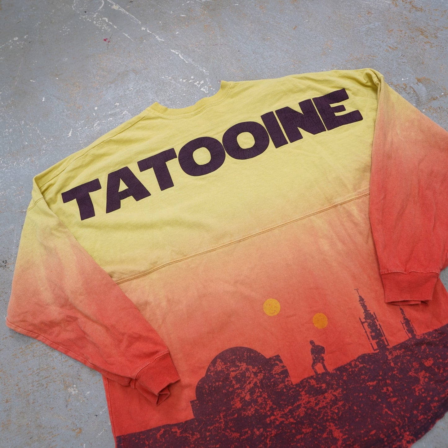 (L) Disney Star Wars Tatooine Spirit Jersey Shirt Size L AOP Long Sleeve Yellow