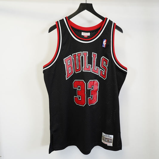 (L) Scottie Pippen Mitchell & Ness Embroidered Bulls Basketball Jersey Mens L Black