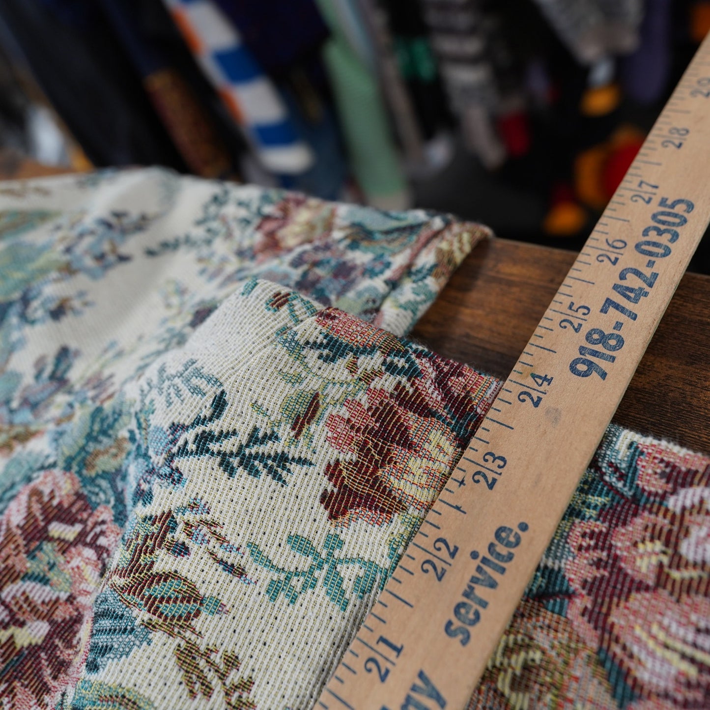 (Women's XL) Vintage Lemon Grass Studio Floral Tapestry Jacket Women's XL Tan Cottage Coat