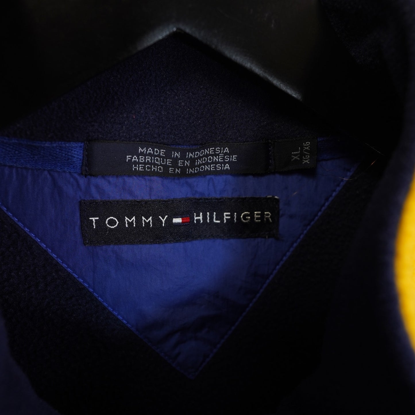 (XL) Vintage Tommy Hilfiger 90s Fleece Full Zip Jacket Men's XL Yellow Sewn Big Flag