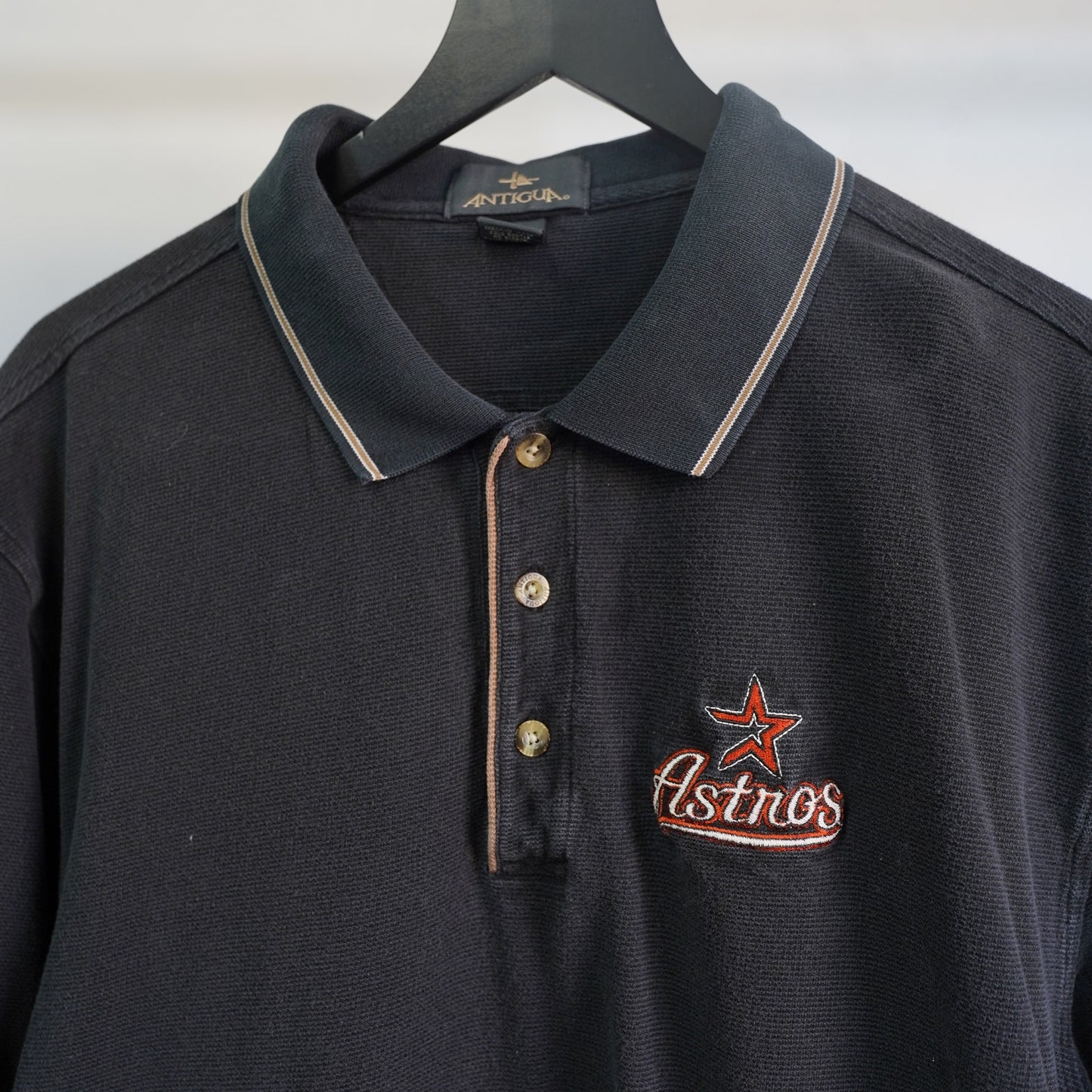 (XL) Vintage Houston Astros Black Sewn Antigua Polo Shirt Men's XL Black Y2K Baseball