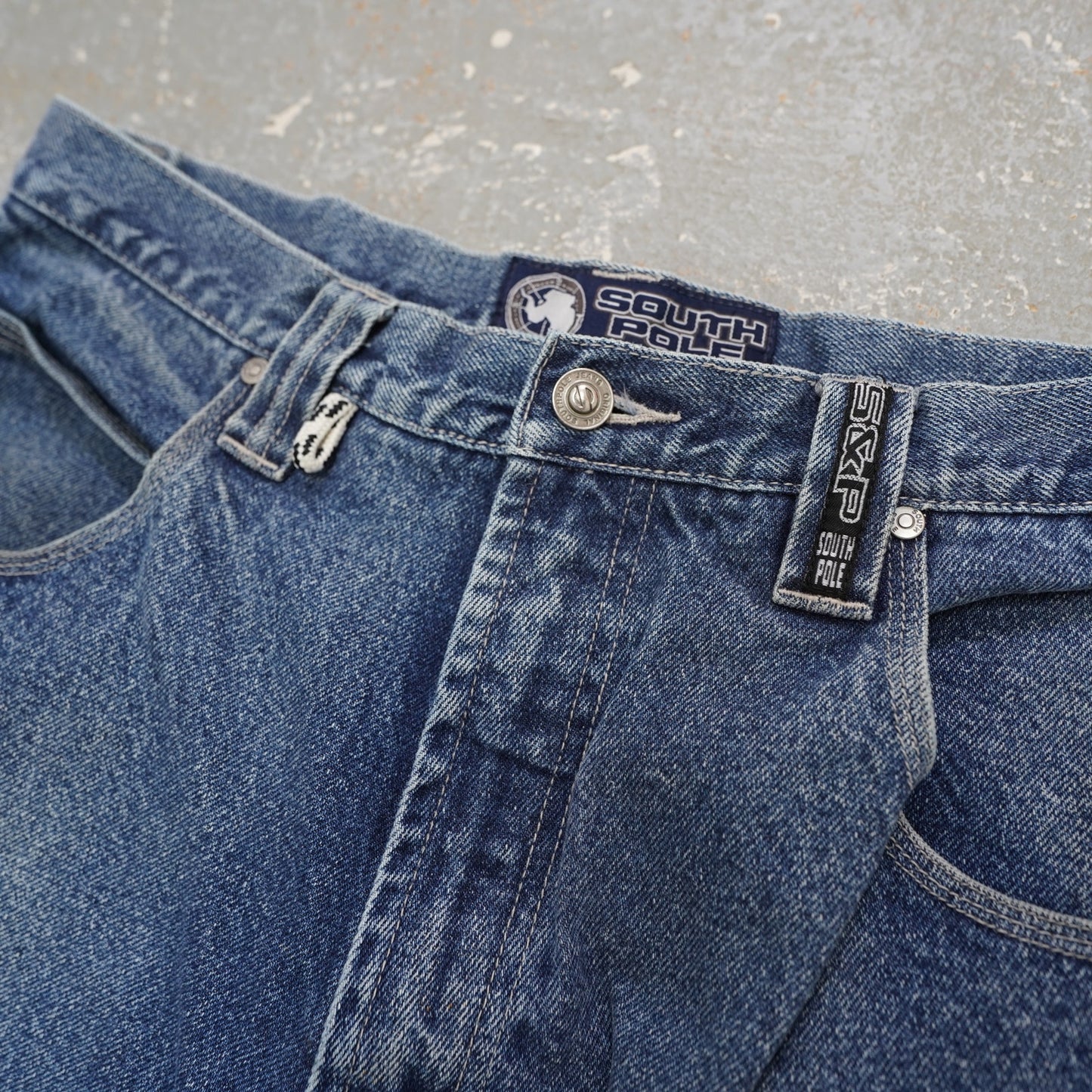 (36x31) Vintage SouthPole Y2K Embroidered Baggy Blue Jeans Mens Sz. 36x31 2000s Hip Hop